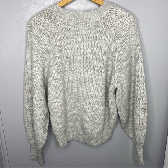 JOIE Light Gray Knit Button Detail Balloon Sleeve Sweater - Picture 4 of 4